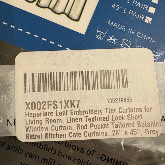 4 Haperlare Gray Leaf 🍃 embroidery curtains 26" x 45" - Picture 3 of 5